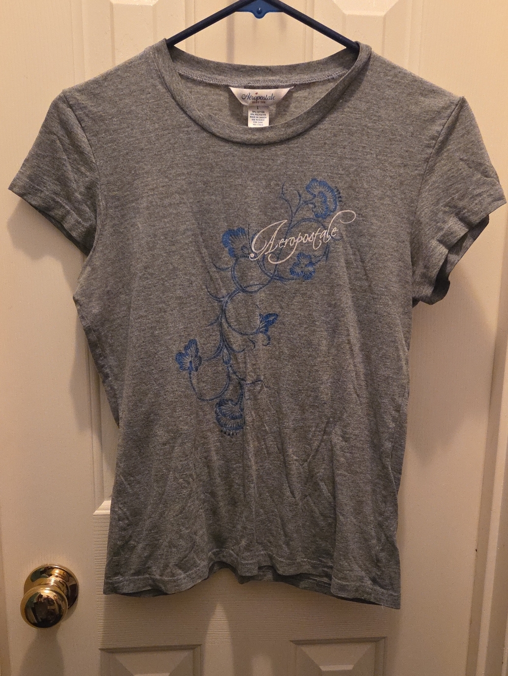 Aeropostale Grey Tee with Blue Floral Script